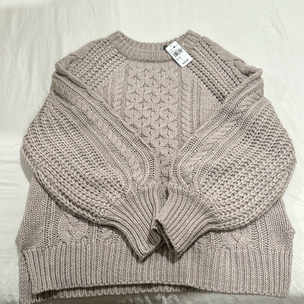 NWT Rag supply cable knit sweater. Beautiful Taupe color.